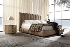 Giorgio USA Collection Italian Upholstered King Size Bed with Bronzed Brass Base