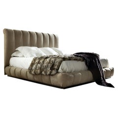 Italian Giorgio Lifetime Channeled Upholstered Bed in Fabric Suede