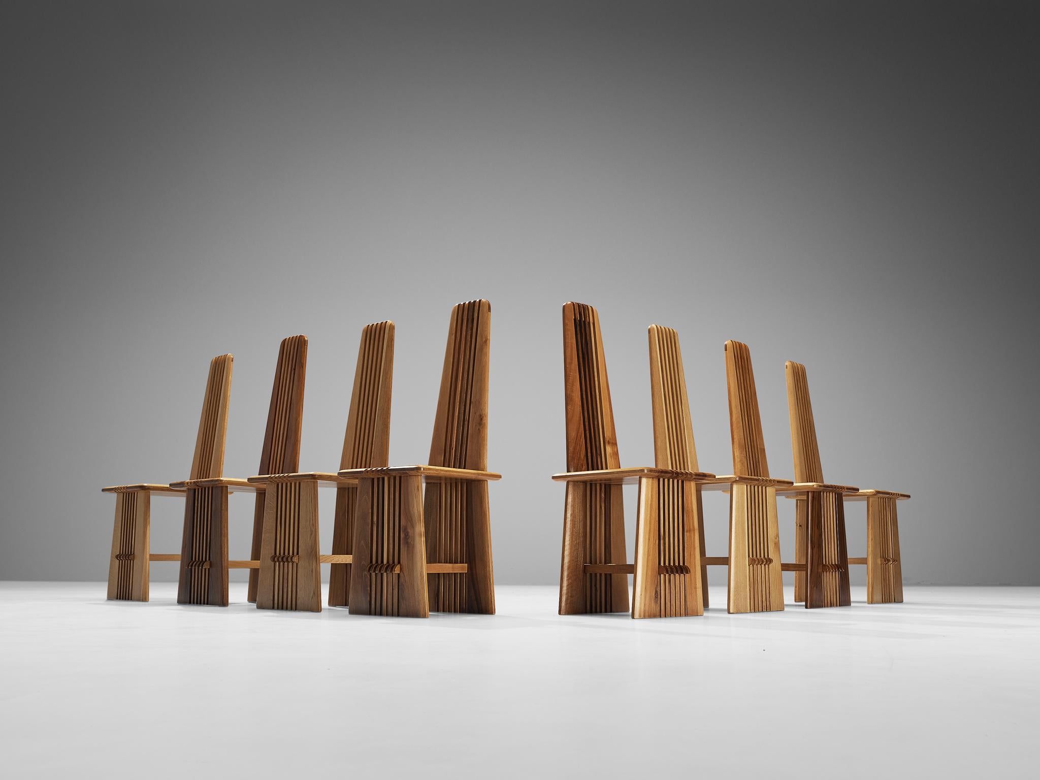 Post-Modern Giorgio Vignali and Renato Pederiva Set of Four 'Pentagramma' Dining Chairs