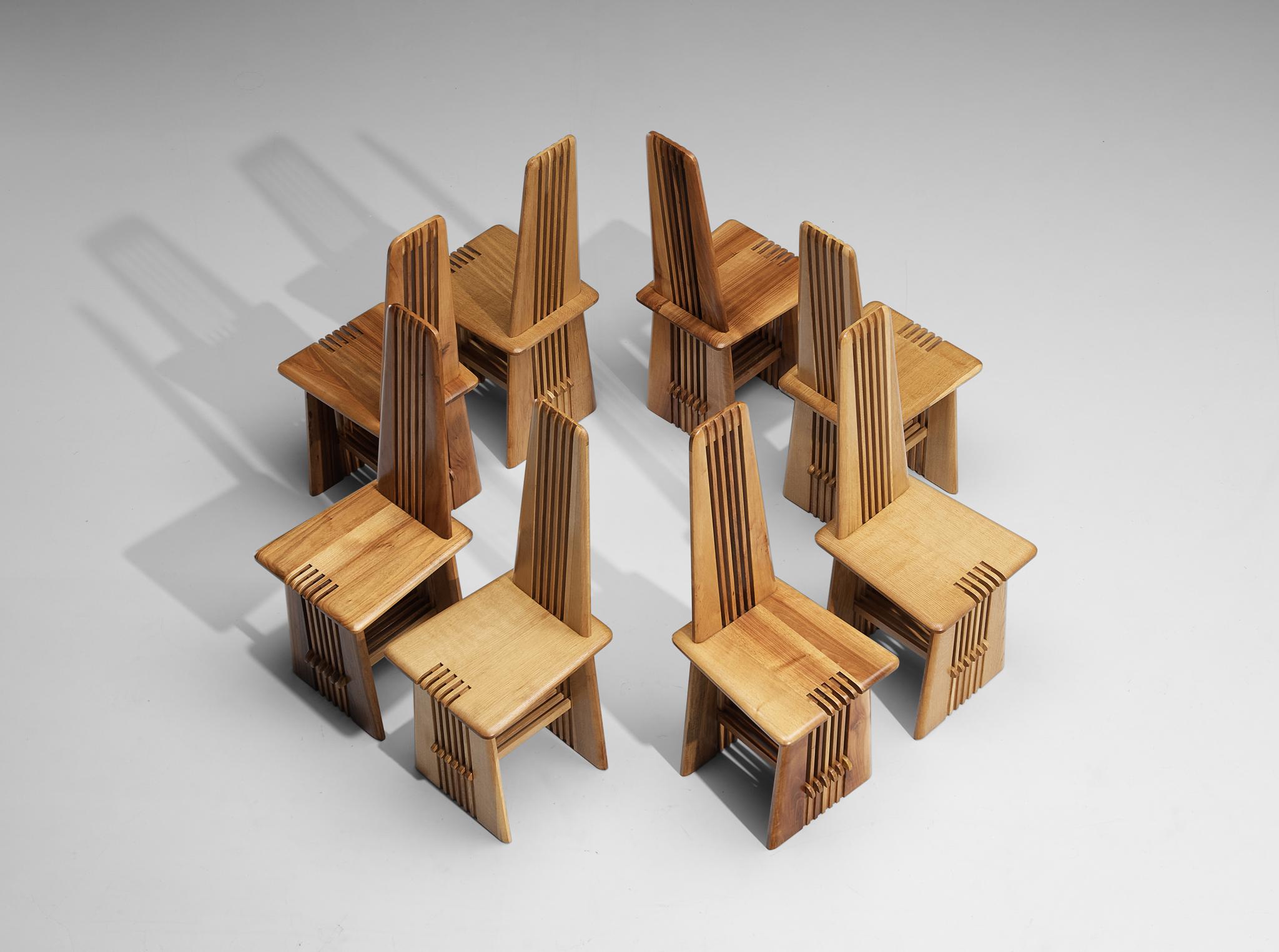 Italian Giorgio Vignali and Renato Pederiva Set of Four 'Pentagramma' Dining Chairs