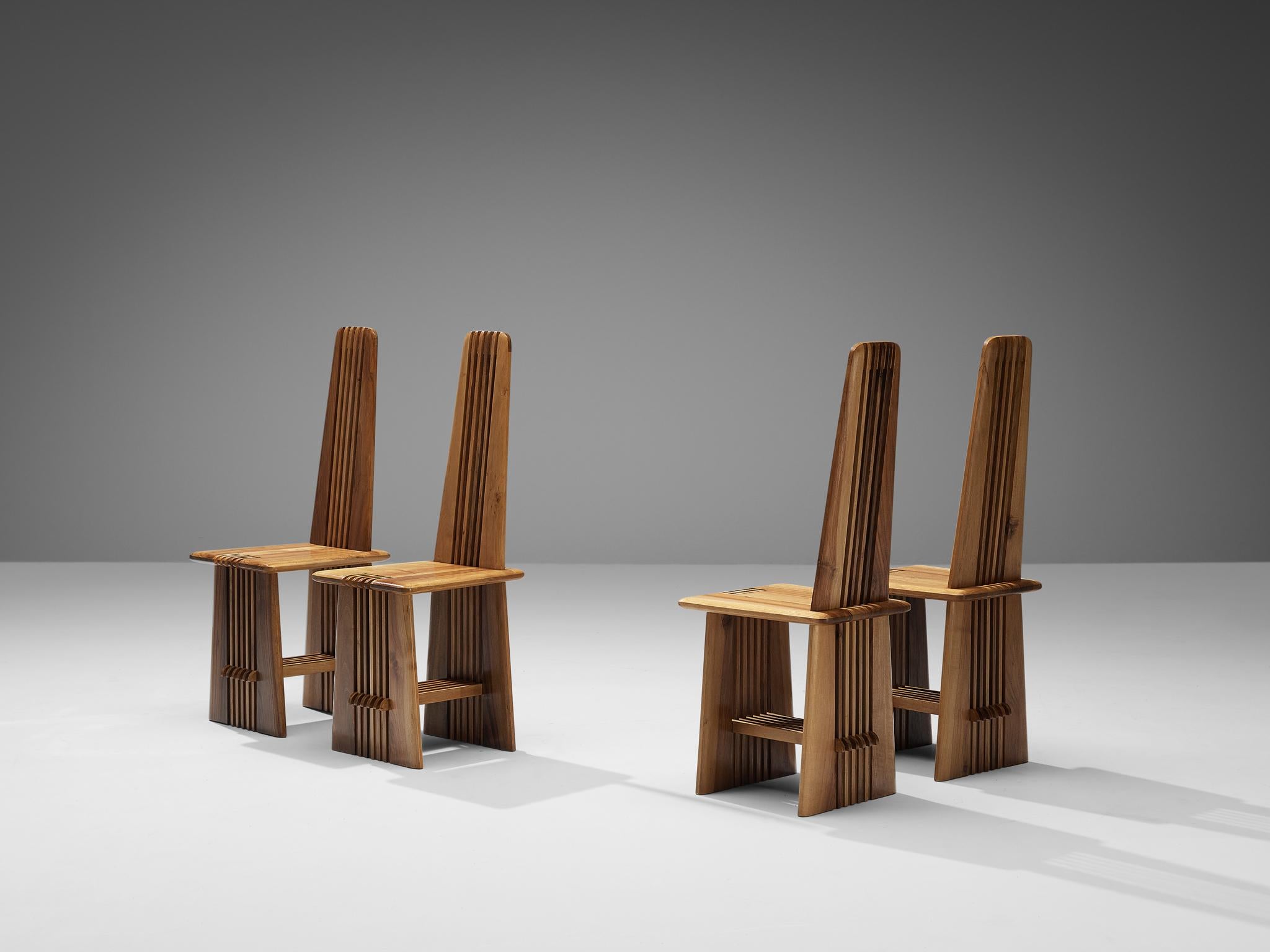 Late 20th Century Giorgio Vignali and Renato Pederiva Set of Four 'Pentagramma' Dining Chairs