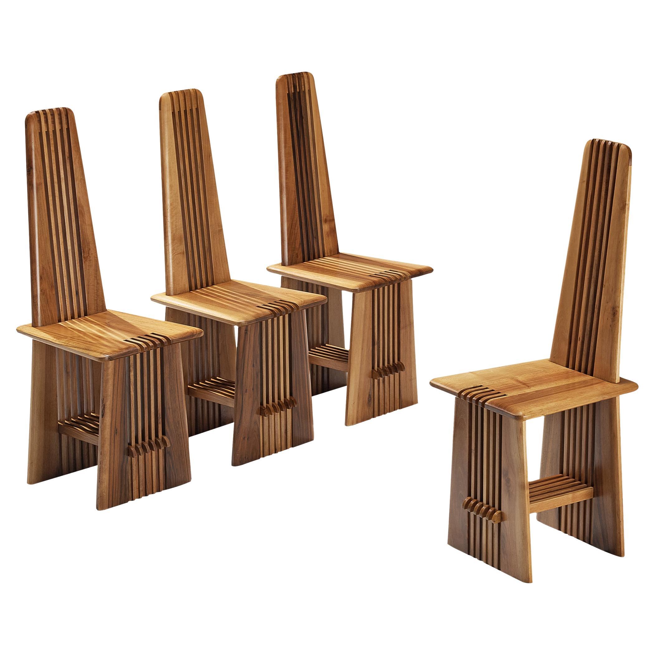 Giorgio Vignali and Renato Pederiva Set of Four 'Pentagramma' Dining Chairs