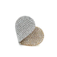Orecchini Giorgio Visconti in oro bicolore 18 carati con pavé di diamanti a forma di cuore, 3,70 carati