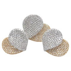Giorgio Visconti 18K two tone Gold Pave Set Diamond Wave Ring & Earrings 5.90ct