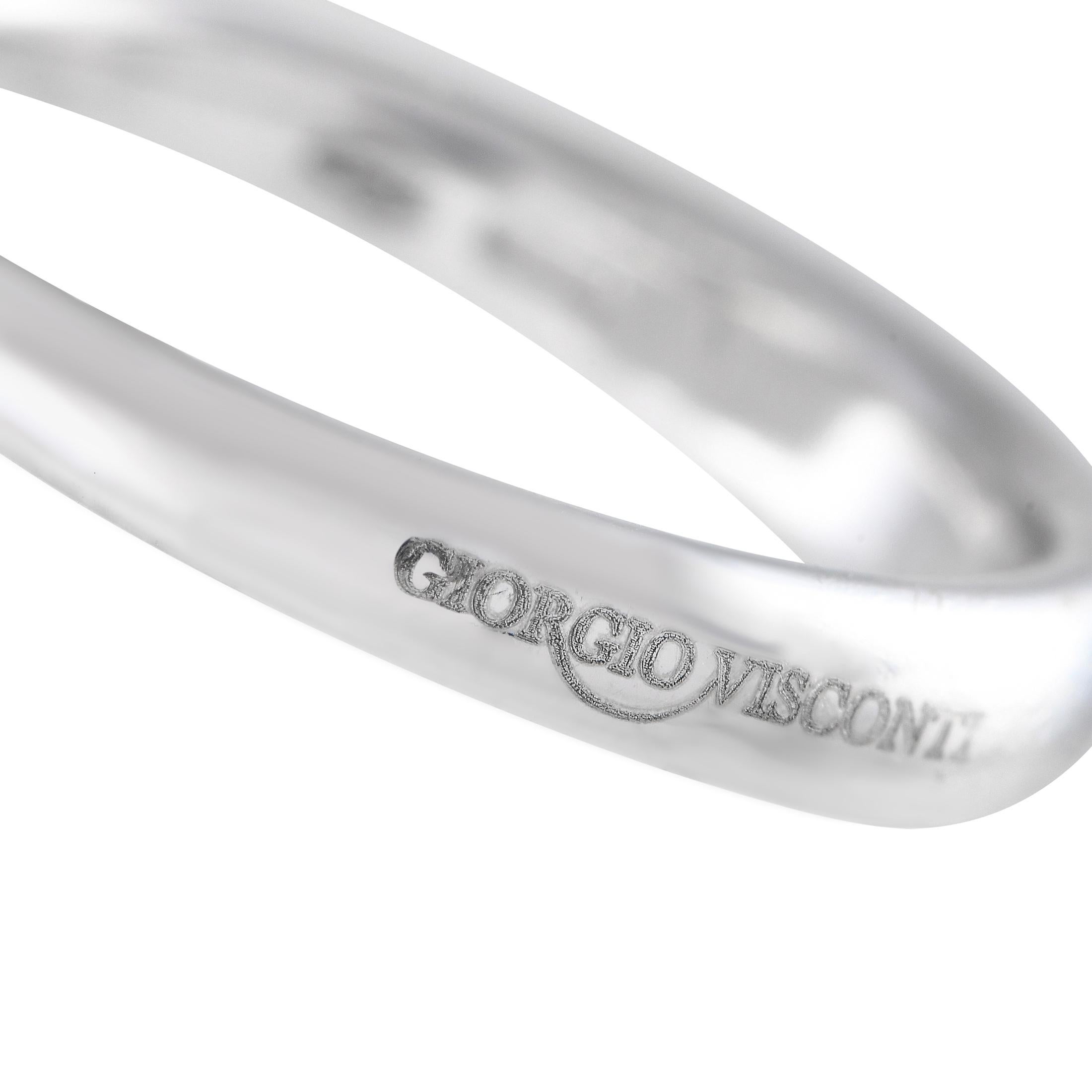 Round Cut Giorgio Visconti 18K White Gold 3.03ct Diamond Flower Ring For Sale