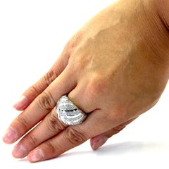 Giorgio Visconti Diamond Chevron Dome Ring in White Gold