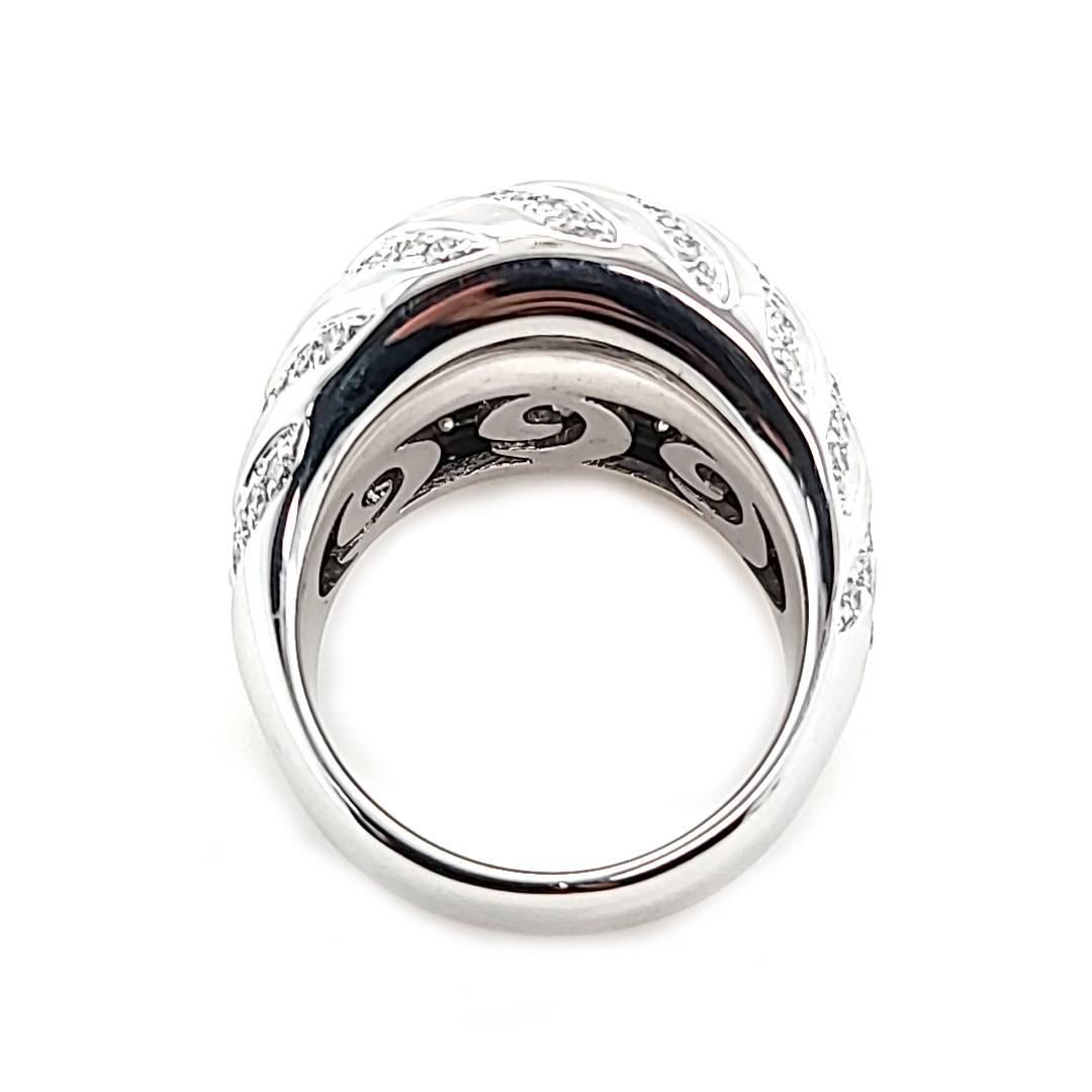 Giorgio Visconti Diamond Chevron Dome Ring in White Gold For Sale 1