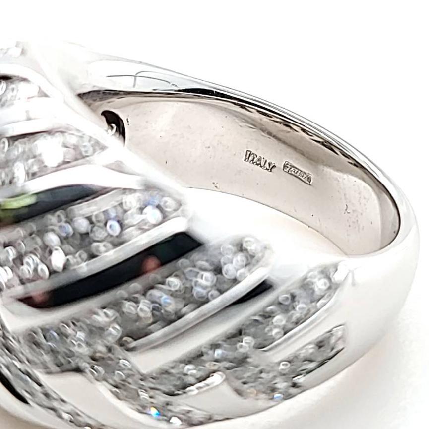 Giorgio Visconti Diamond Chevron Dome Ring in White Gold For Sale 3