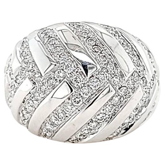 Giorgio Visconti Diamond Chevron Dome Ring in White Gold