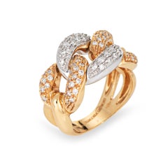 Giorgio Visconti Diamond Ring Estate 18k Yellow Gold Sz 5.5 Curb Link Band