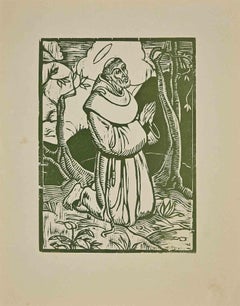 Saint Francis – Original-Holzschnitt von Giorgio Wenter Marini – 1925