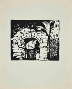 The Castle - Original Woodcut by Giorgio Wenter Marini - 1925