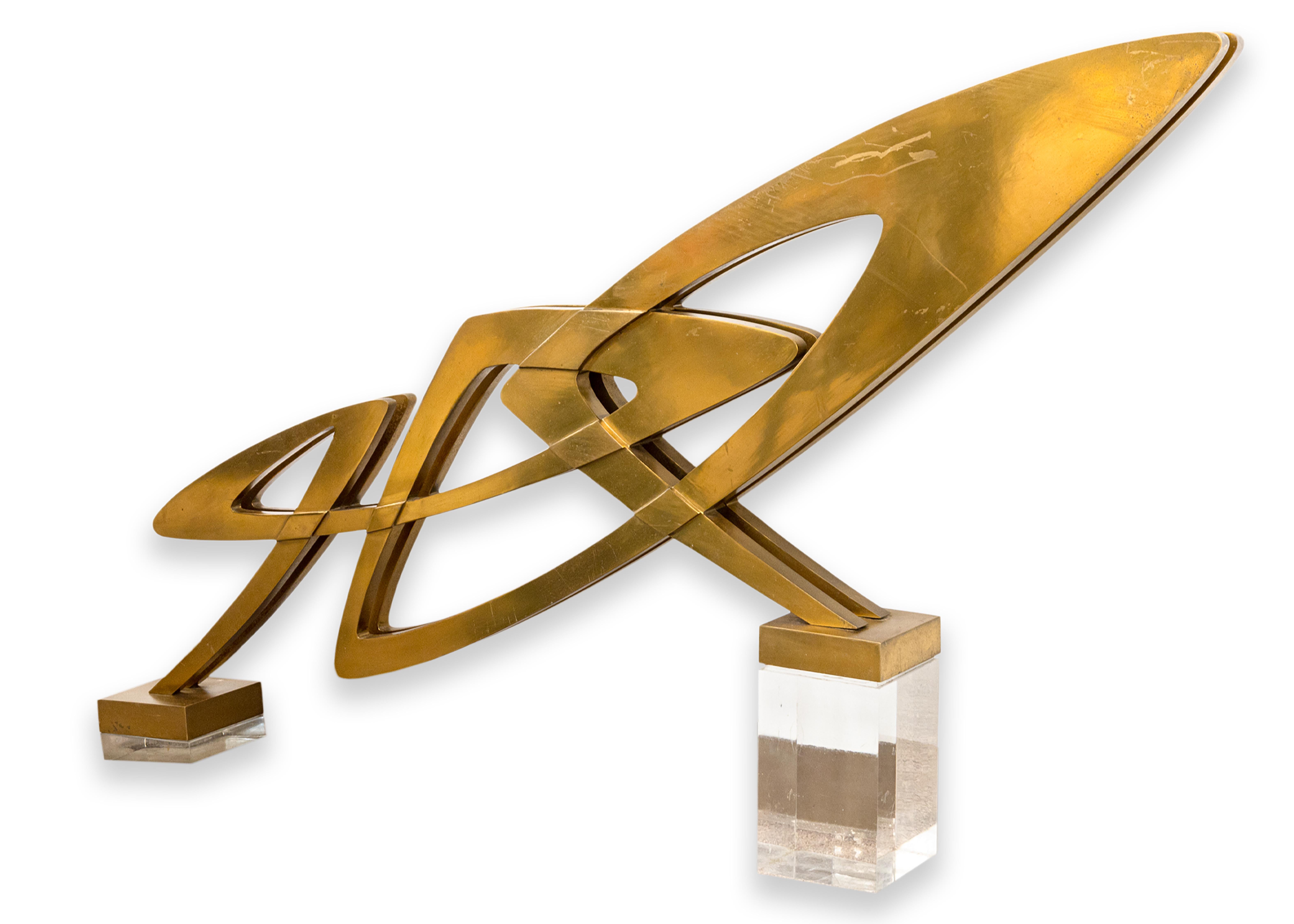 Giorgio Zennaro Involute Concrescence Signed Modern Bronze Lucite Sculpture 1973 For Sale 5