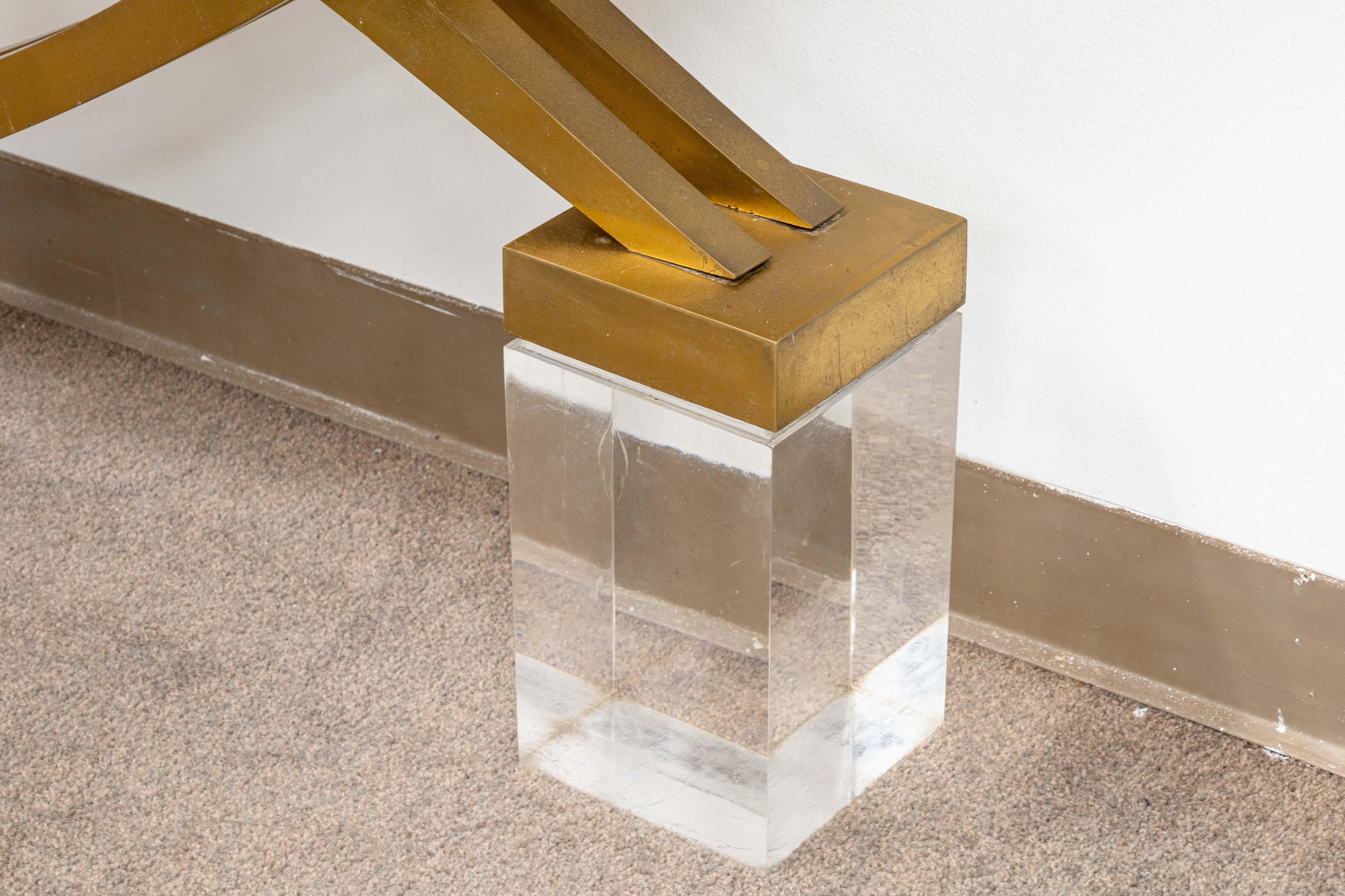 Late 20th Century Giorgio Zennaro Involute Concrescence Signed Modern Bronze Lucite Sculpture 1973 For Sale