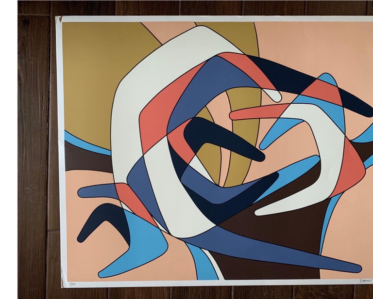 Very rare Giorgio Zennaro (1926-2005) silkscreen on paper, 1972. Signed and numbered 3 of 100. Purchased in Venice. Pam Spring Art Collector’s private collection. Amazing colorations. Stored since purchase. Never framed!