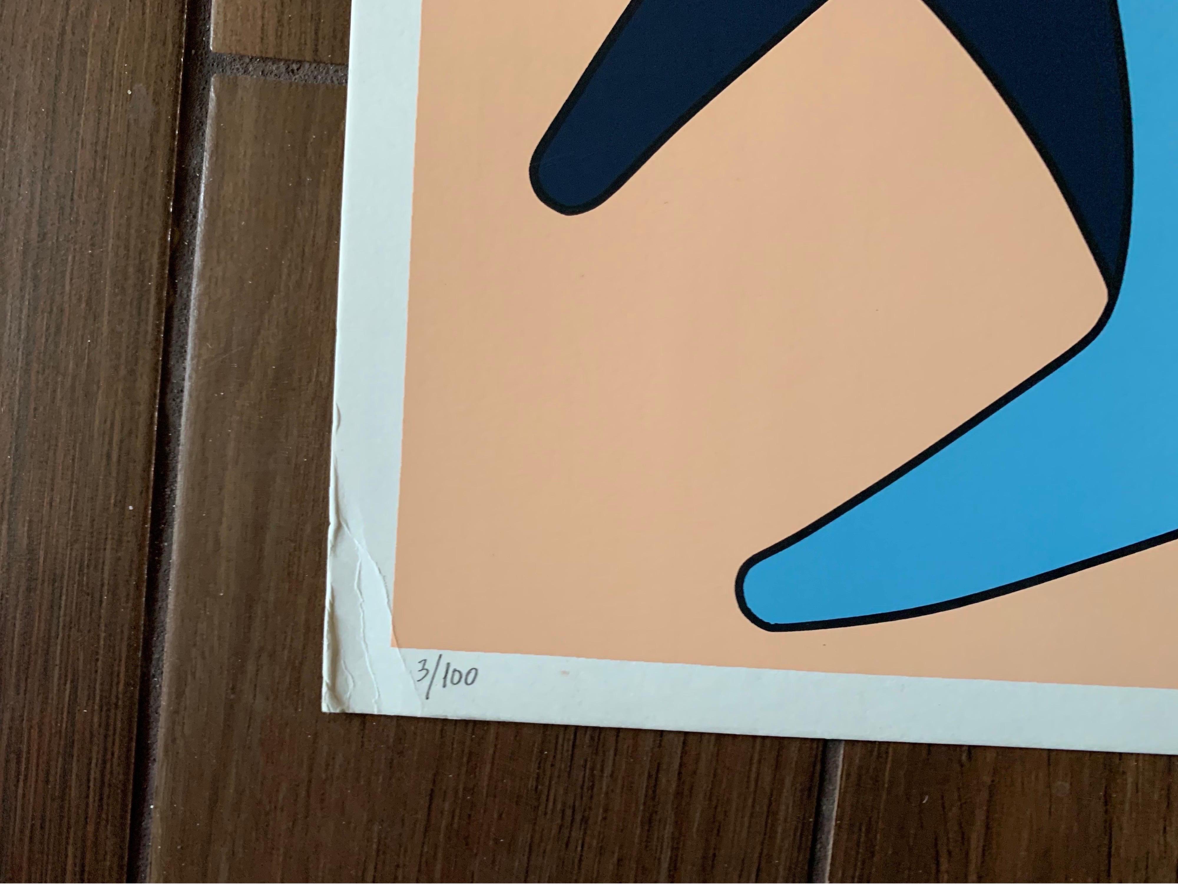 Giorgio Zennaro Vintage Moderner seltener Siebdruck, ungerahmt, 1972 Venedig, Italien (Handgefertigt) im Angebot