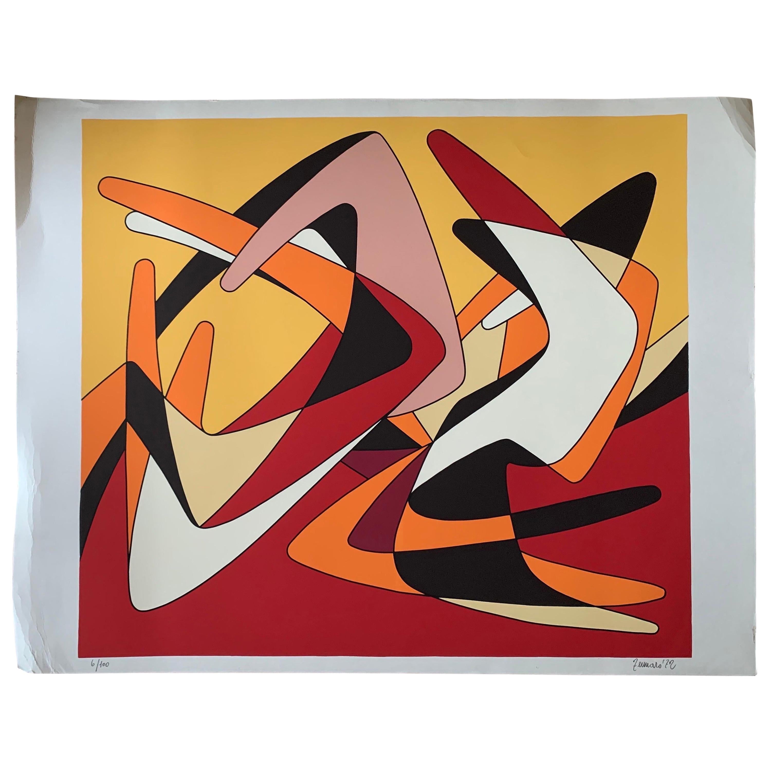 Giorgio Zennaro Vintage Modern Rare Silkscreen #2, Unframed, 1972 Venice, Italy For Sale