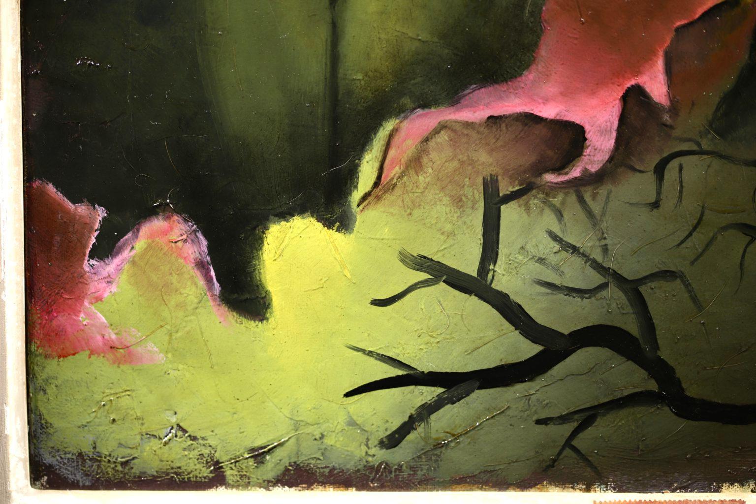 Dreamy Landschaft mit Nymphe - Expressionistisches Ölgemälde, Akt von Giorgios Gounaropoulos 4