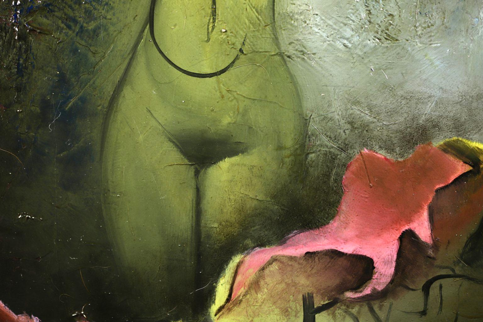 Dreamy Landschaft mit Nymphe - Expressionistisches Ölgemälde, Akt von Giorgios Gounaropoulos 6