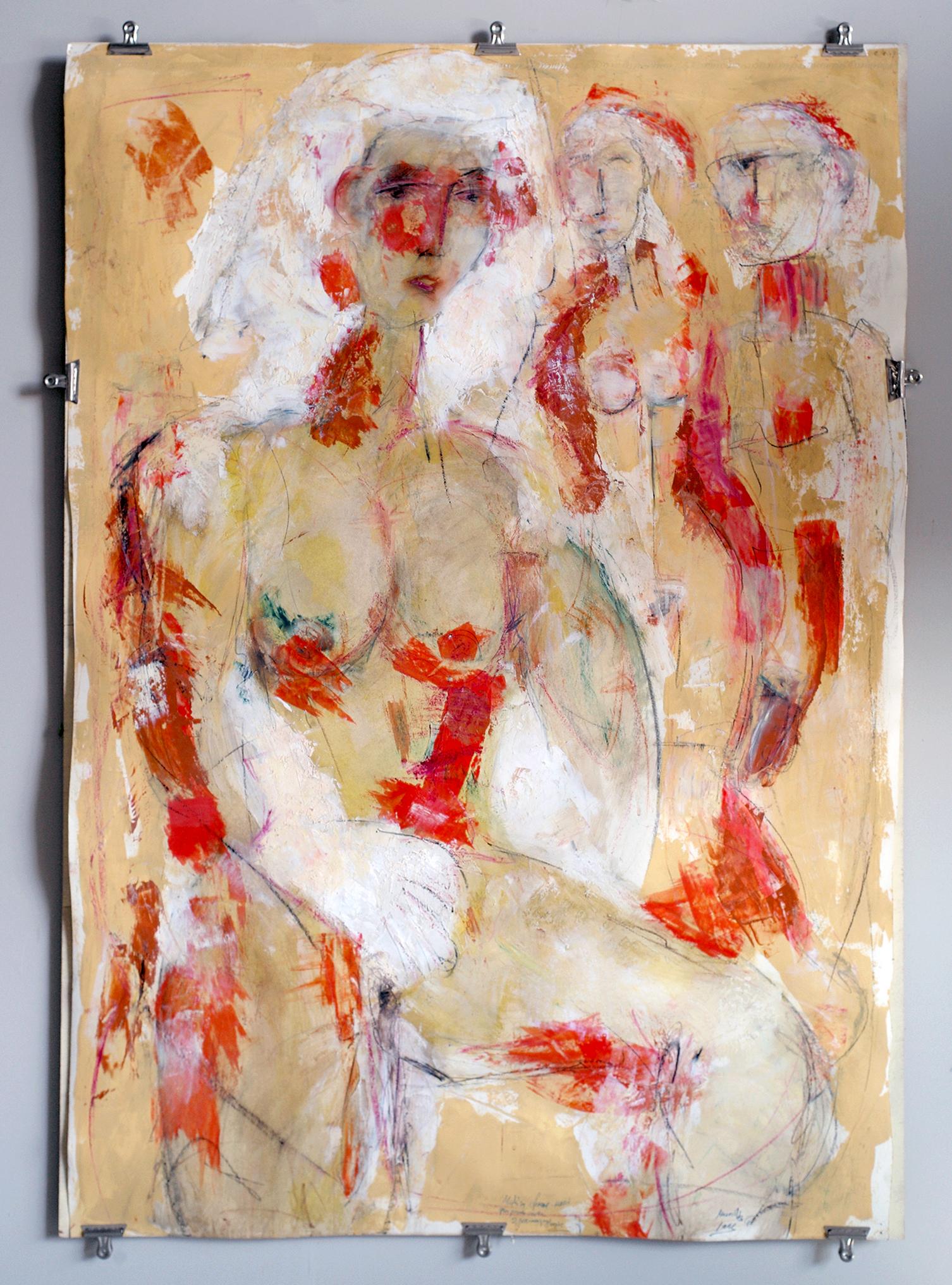 Late 20th Century Giorgios Mavridis, Naked women, large work on paper, 1990 For Sale