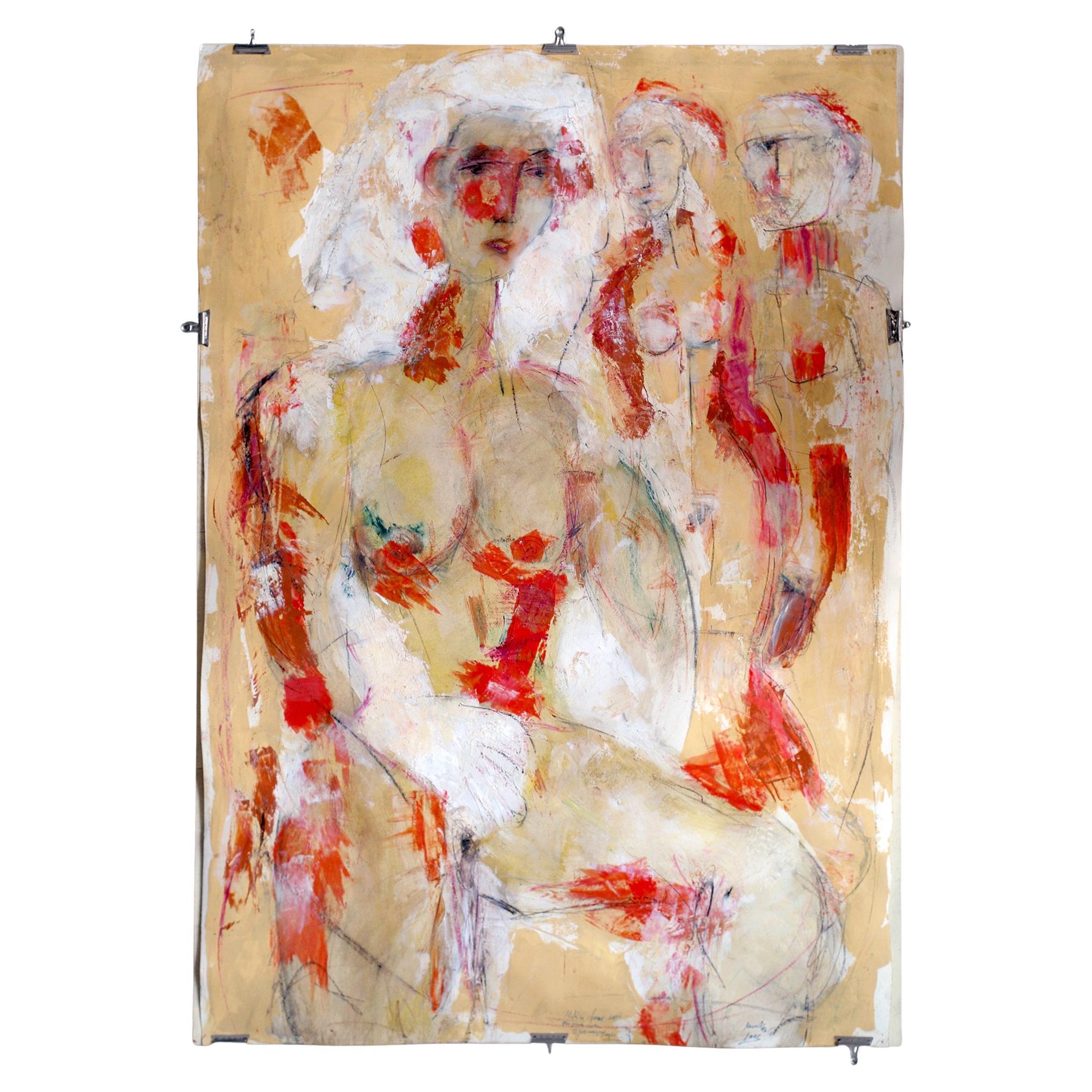 Giorgios Mavridis, Naked women, large work on paper, 1990 For Sale
