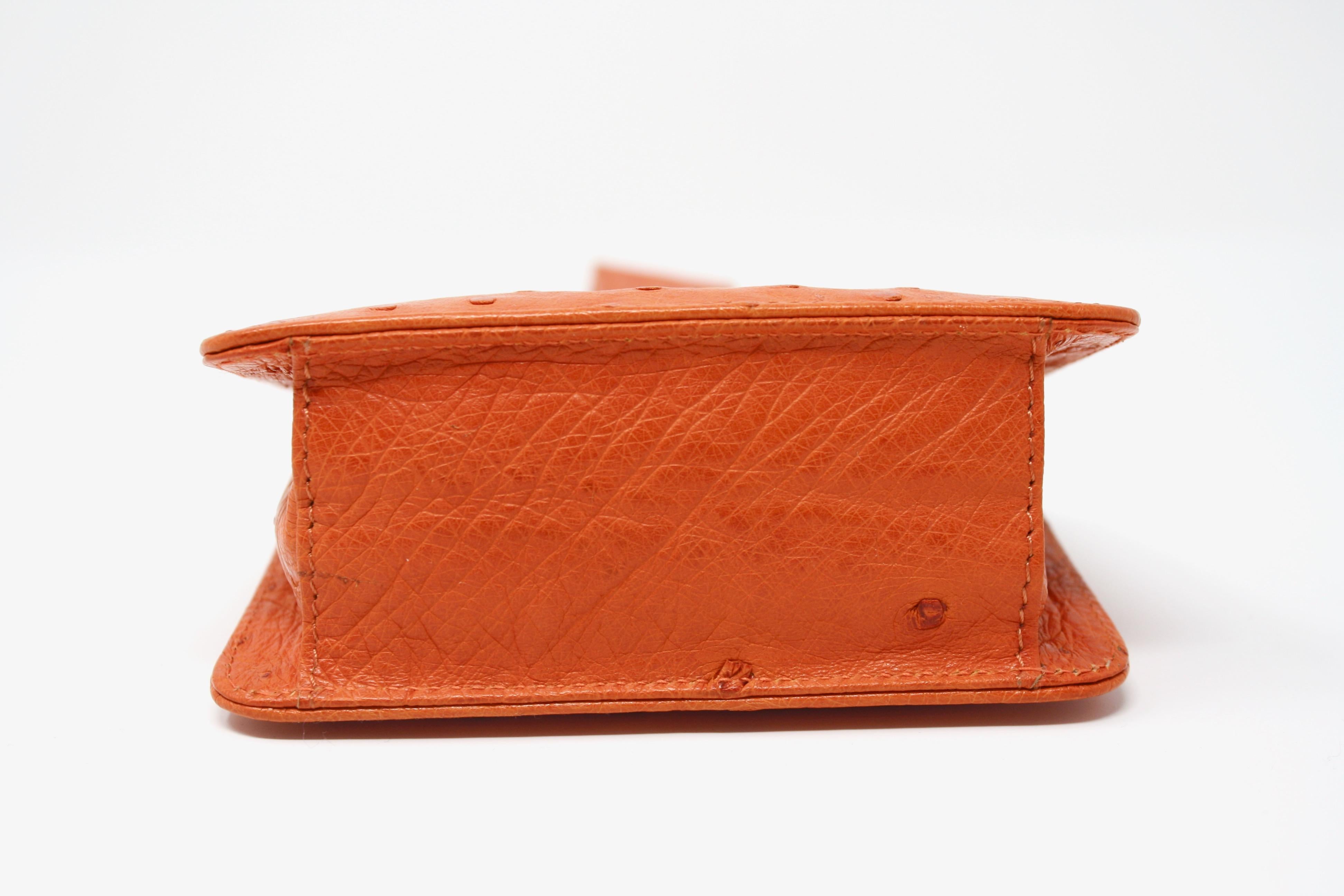 GIORGIO'S PALM BEACH Vintage Orange Ostrich Bag For Sale 5