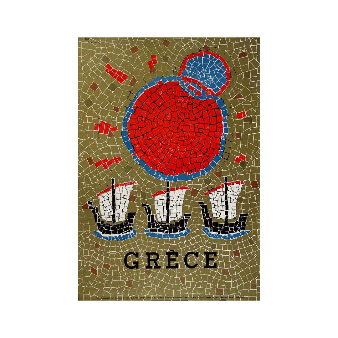 G. Vakirtzis a créé une captivante affiche de voyage originale de 1969 pour la Grèce en vente 2