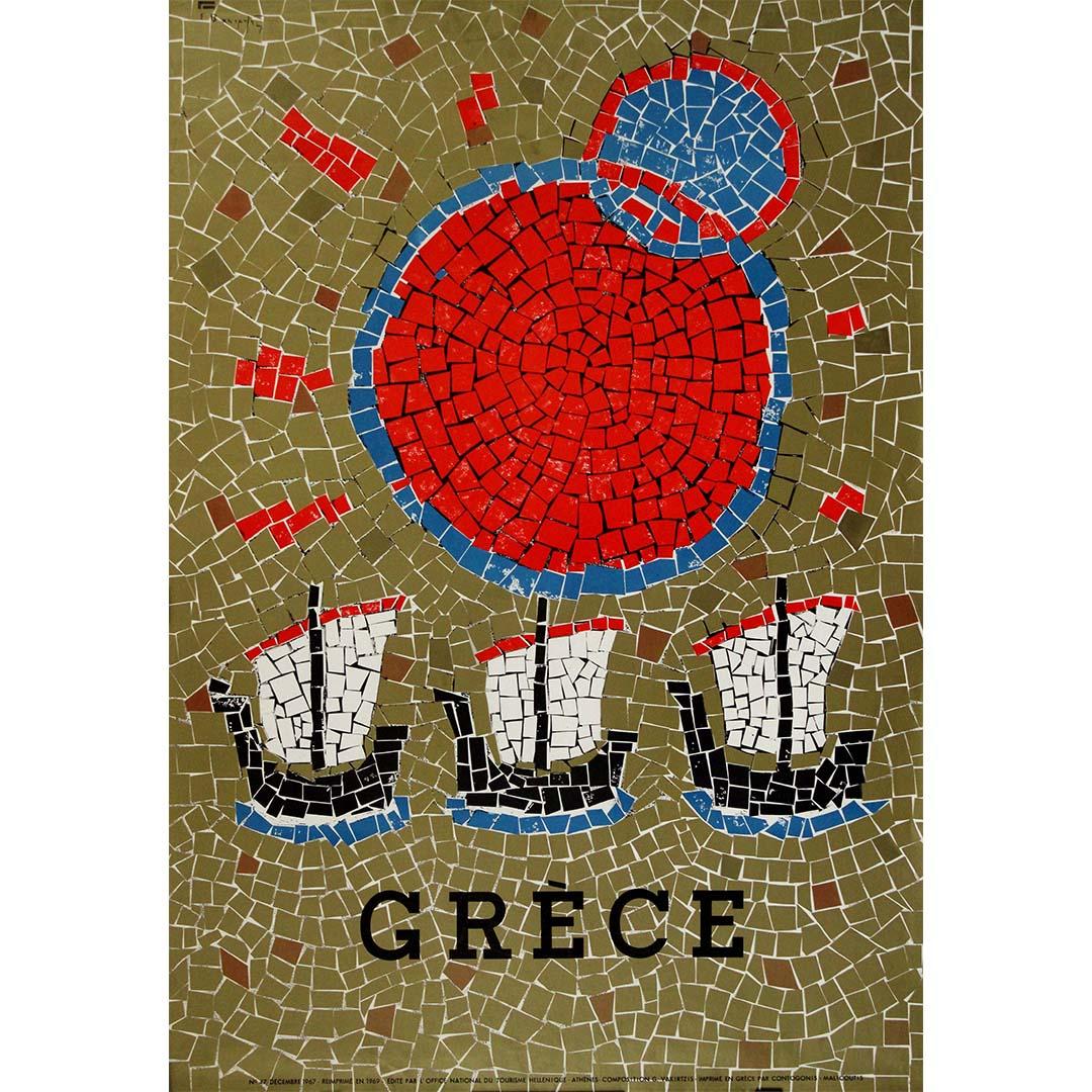 G. Vakirtzis a créé une captivante affiche de voyage originale de 1969 pour la Grèce - Print de Giorgos Vakirtzis