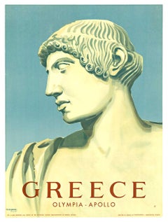 Original GRECIA - Apolo - Olimpia vintage 1956 primera impresión cartel vintage