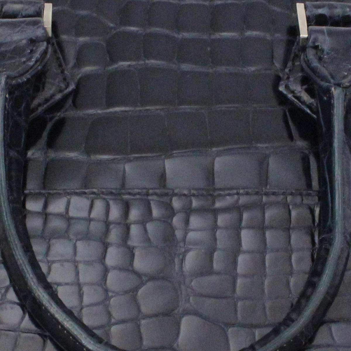 Giòsa Milano Blue Crocodile Leather Handbag In Excellent Condition In Gazzaniga (BG), IT