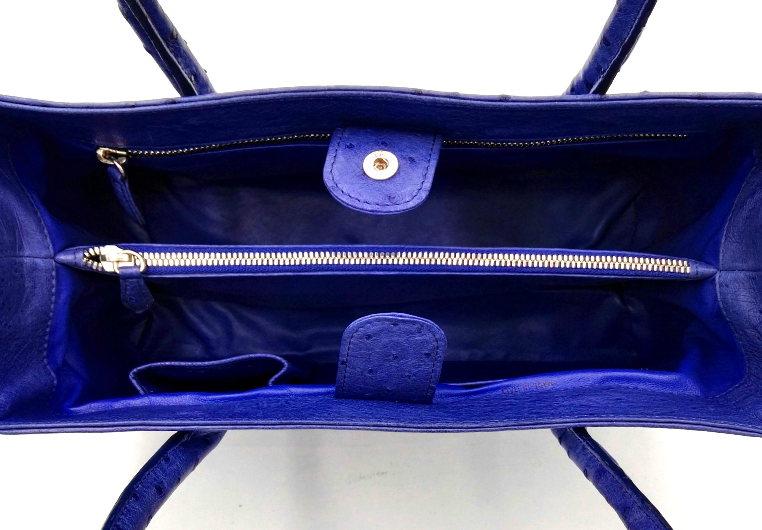 Giòsa Milano Blue Ostrich Bag In New Condition In Gazzaniga (BG), IT