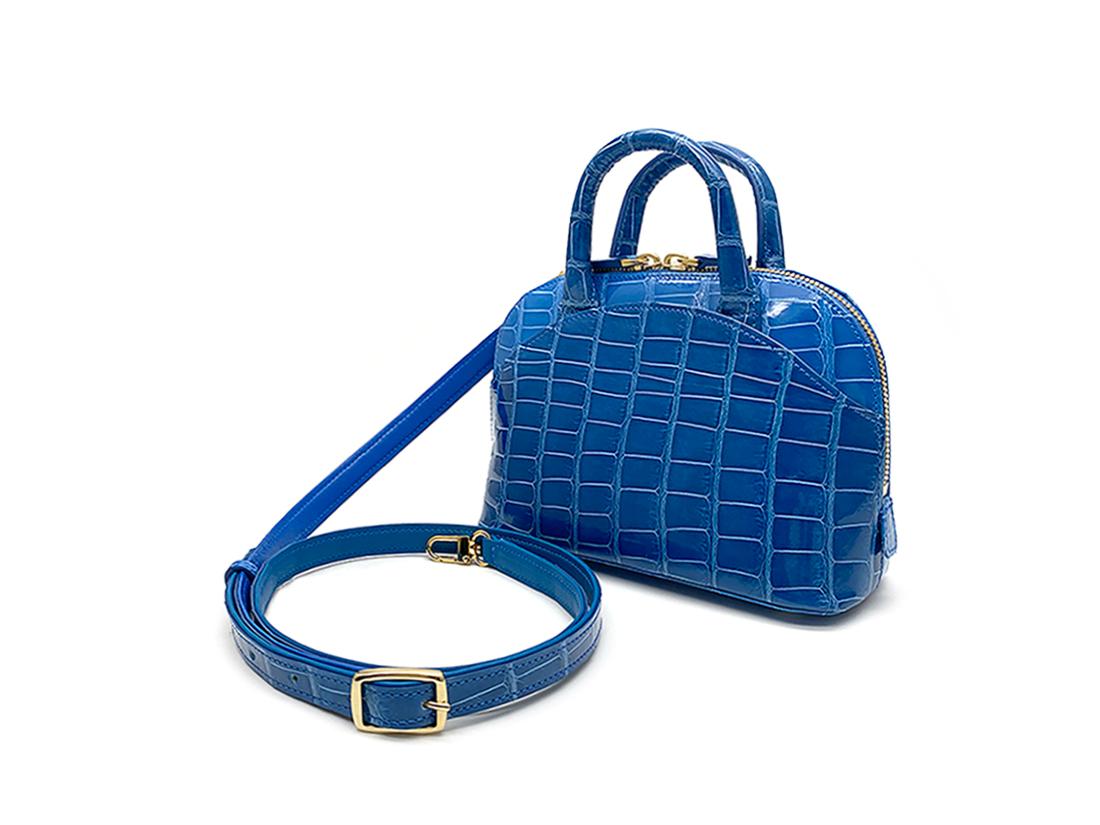 Women's Giòsa Milano Bright Blue Crocodile Mini Bag