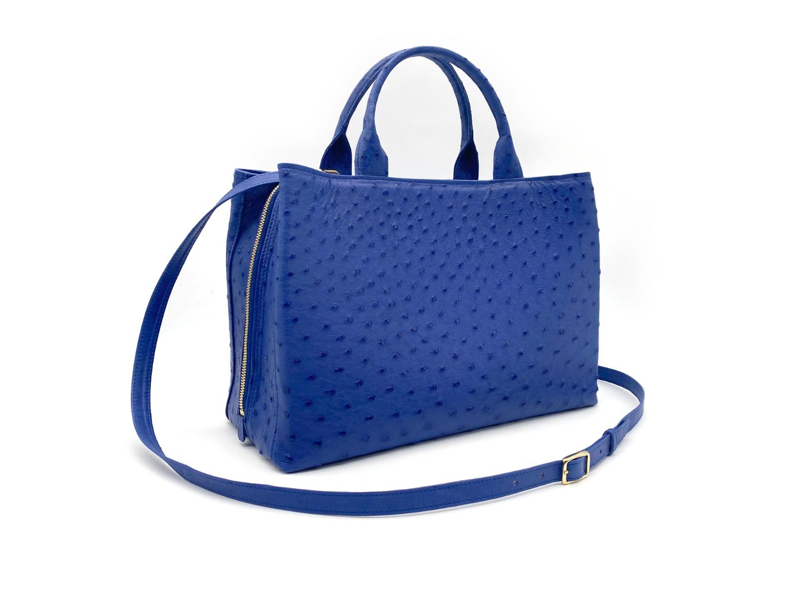 Women's Giòsa Milano Bright Blue Ostrich Bag