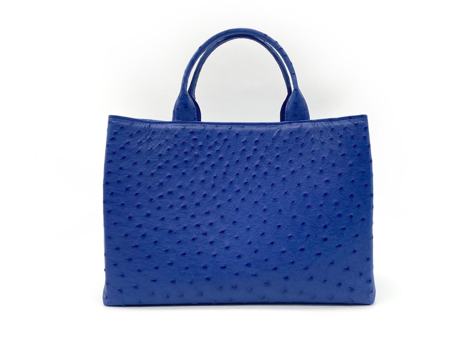 Giòsa Milano Bright Blue Ostrich Bag