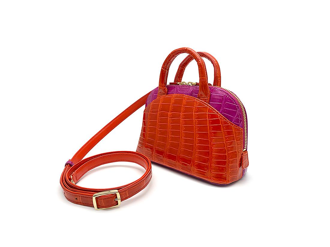 Women's Giòsa Milano Red and Fuchsia Crocodile Mini Bag