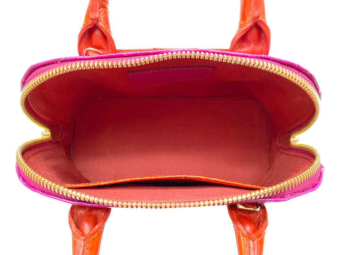 Giòsa Milano Red and Fuchsia Crocodile Mini Bag 3