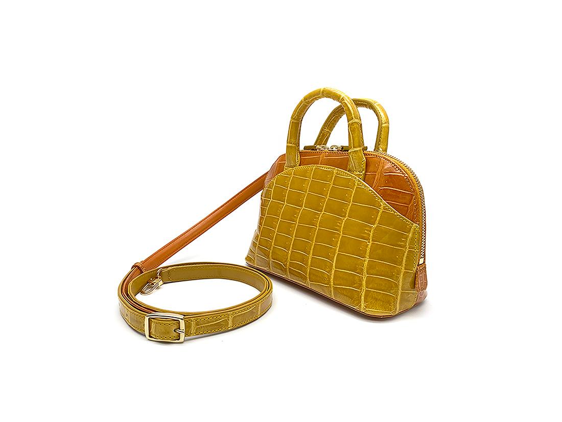 Giòsa Milano Yellow and Orange Crocodile Mini Bag In New Condition In Gazzaniga (BG), IT