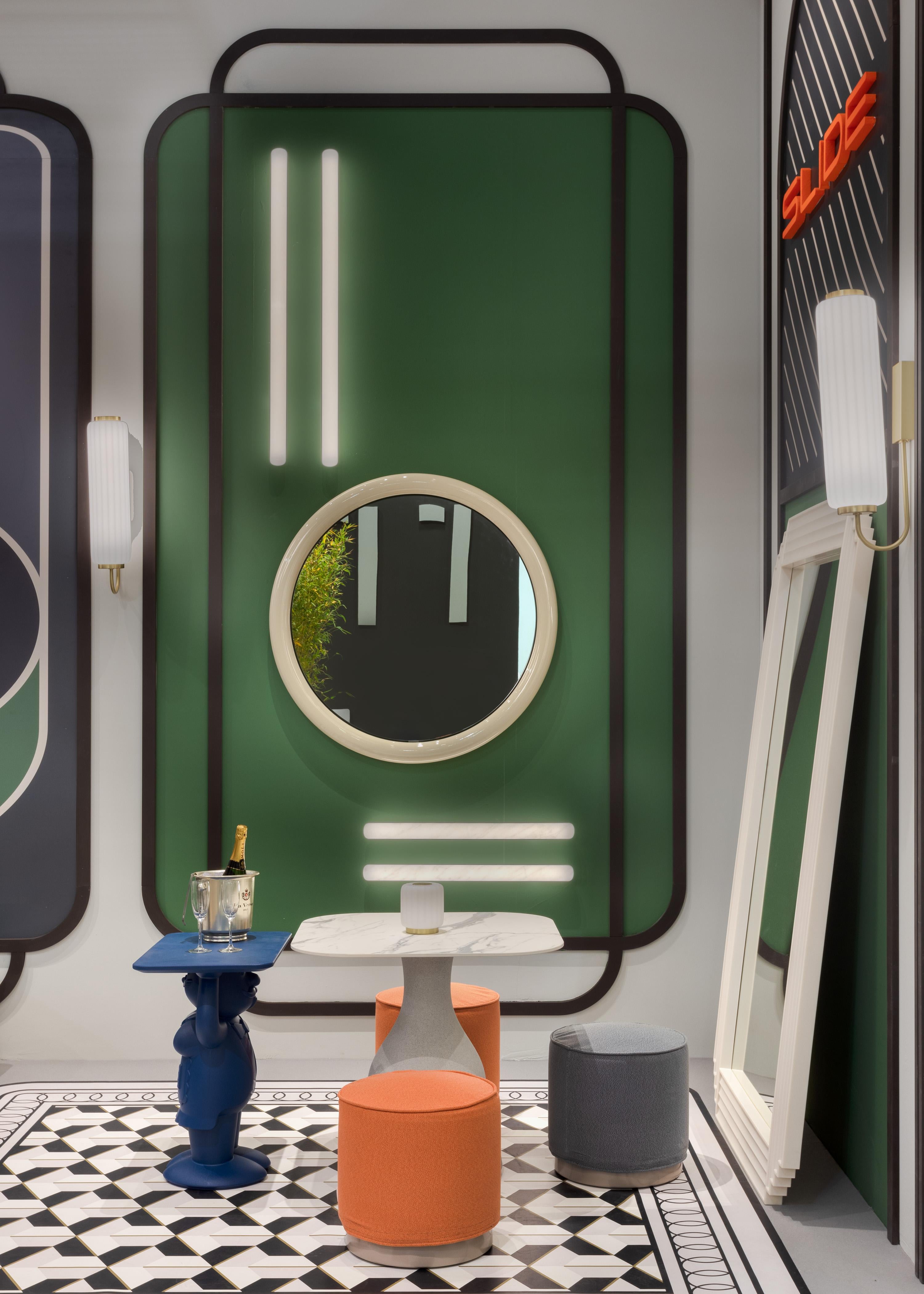 Italian Giotto 110 Malva Green Wall Mirror by Roberto Paoli For Sale