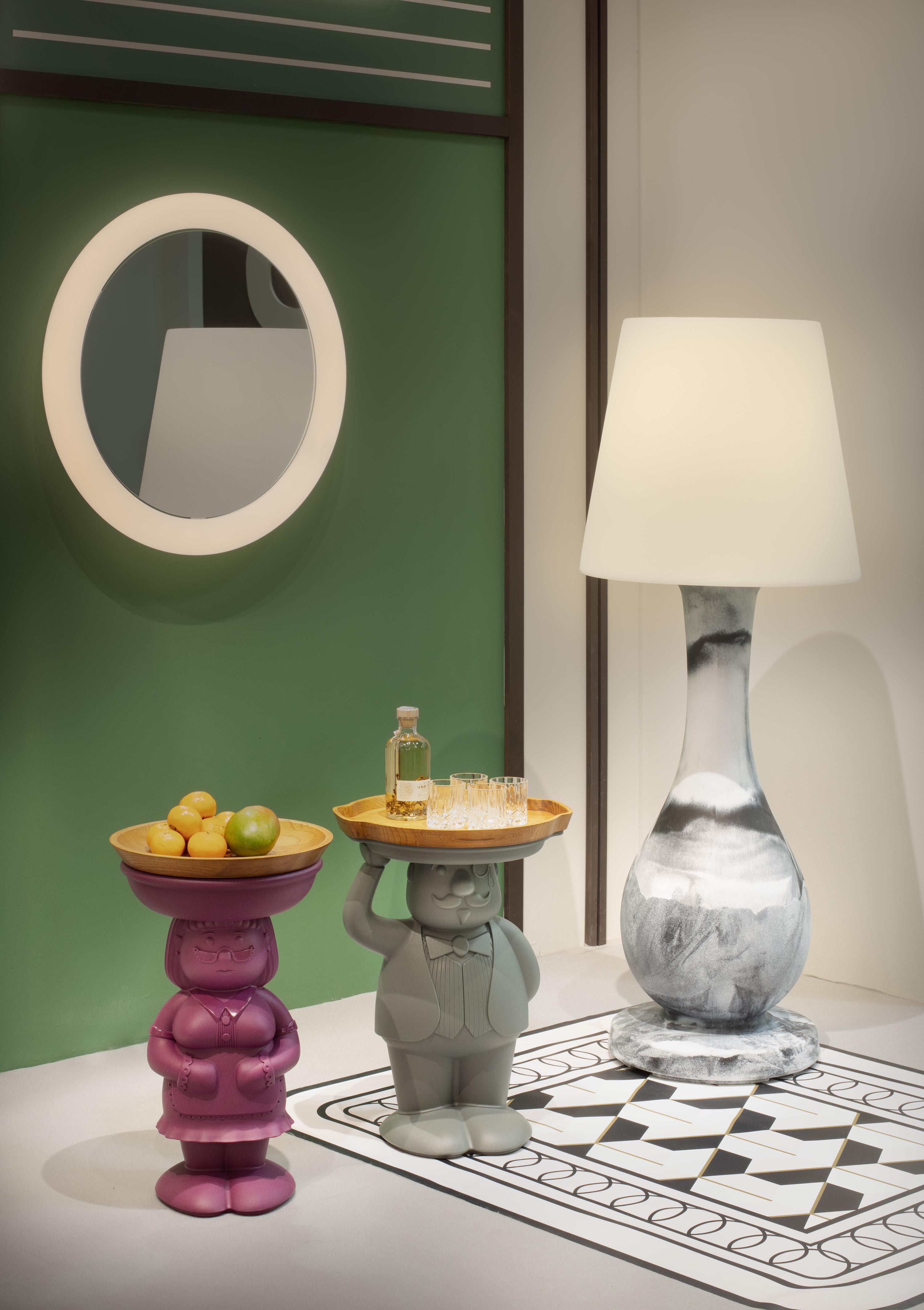 Giotto 110 Malva Green Wall Mirror by Roberto Paoli In New Condition For Sale In Geneve, CH