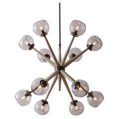 Giotto Burst (6.6) Chandelier in Oak and Brass Finishes By Matthew Fairbank