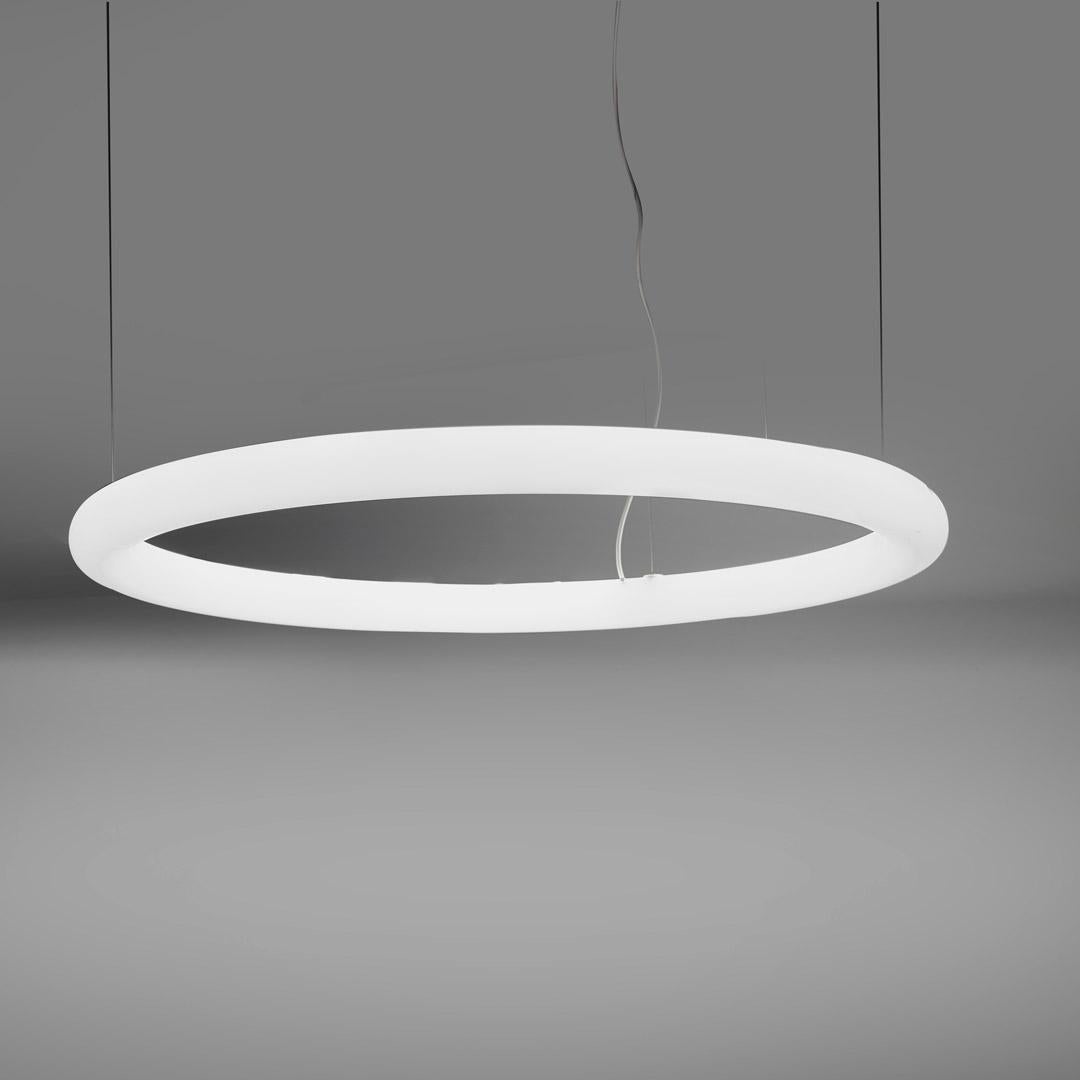Giotto Medium Hanging Lamp by Roberto Paoli
Dimensions: Ø 110 x H 7 cm.
Materials: Metal and polyethylene. 

This product is suitable for indoor and outdoor use. Available in three different sizes. Prices may vary. All our lamps can be wired