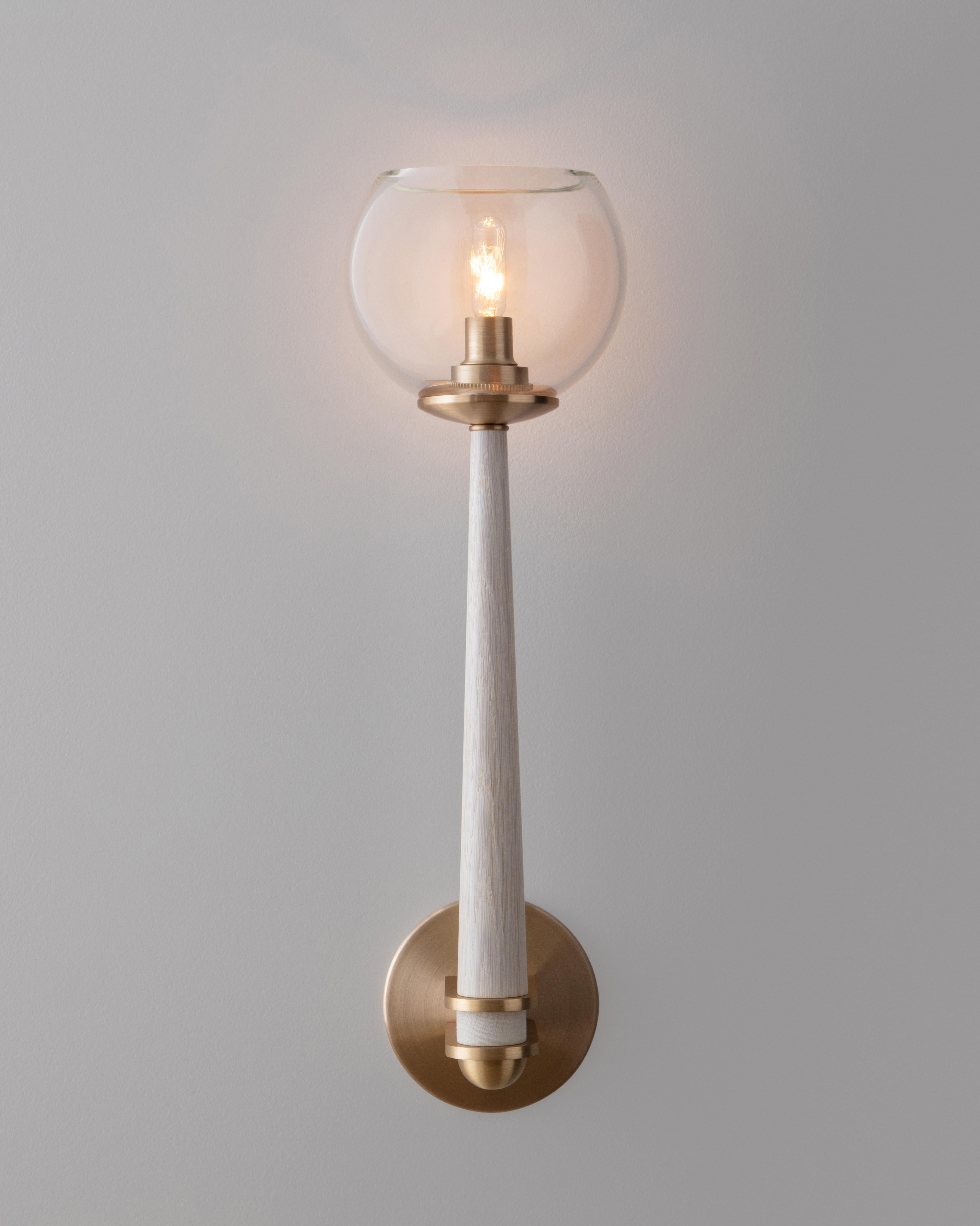 Walnut Giotto Sconce (Classic) in Oak and Brass Finishes by Matthew Fairbank For Sale