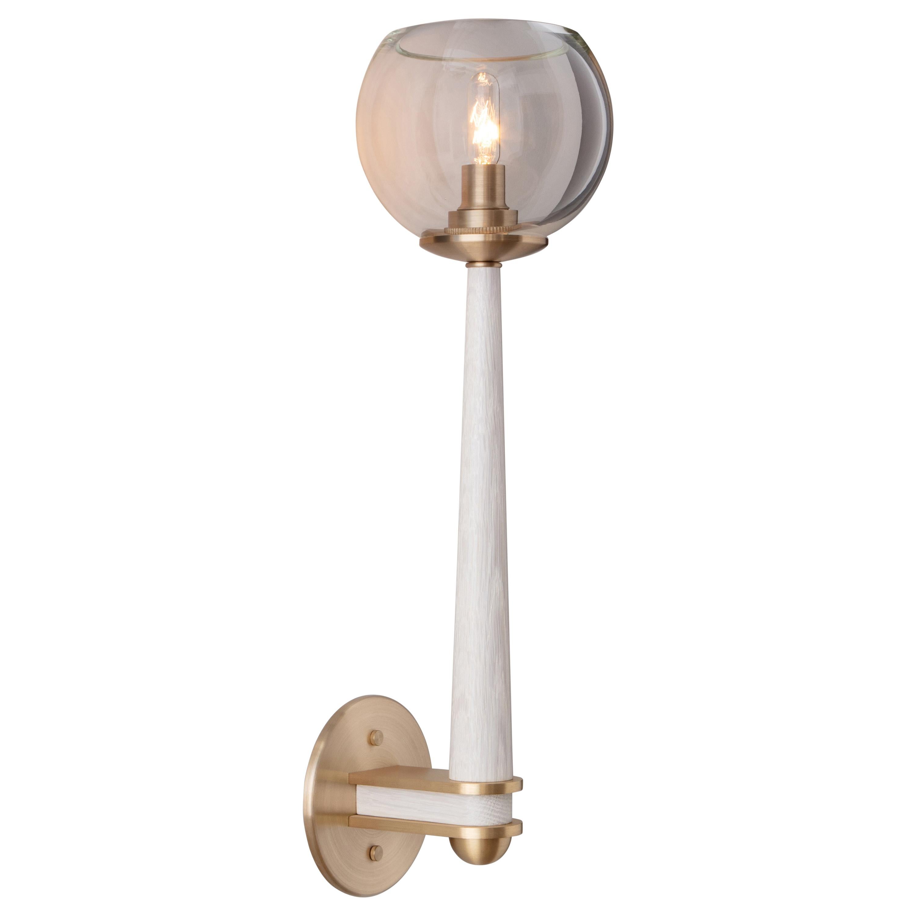 Giotto Sconce (Classic) in Oak and Brass Finishes by Matthew Fairbank For Sale