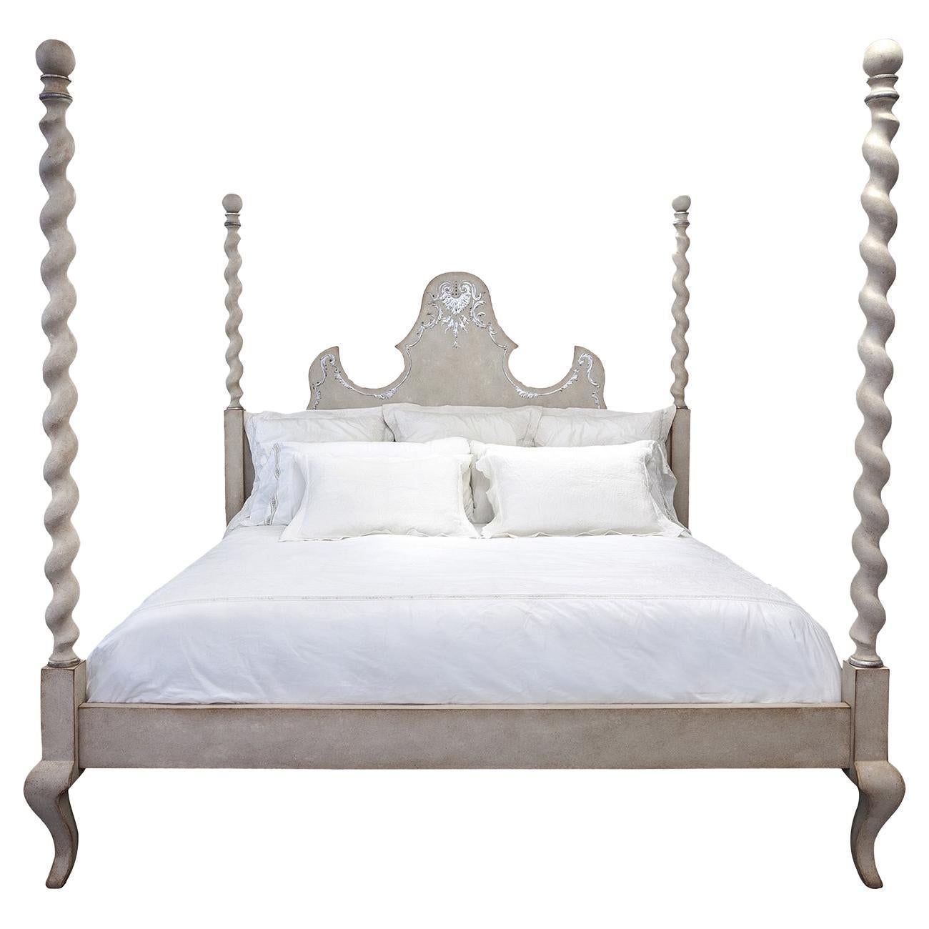 Giotto Silver Textural Decorations King Size Bed