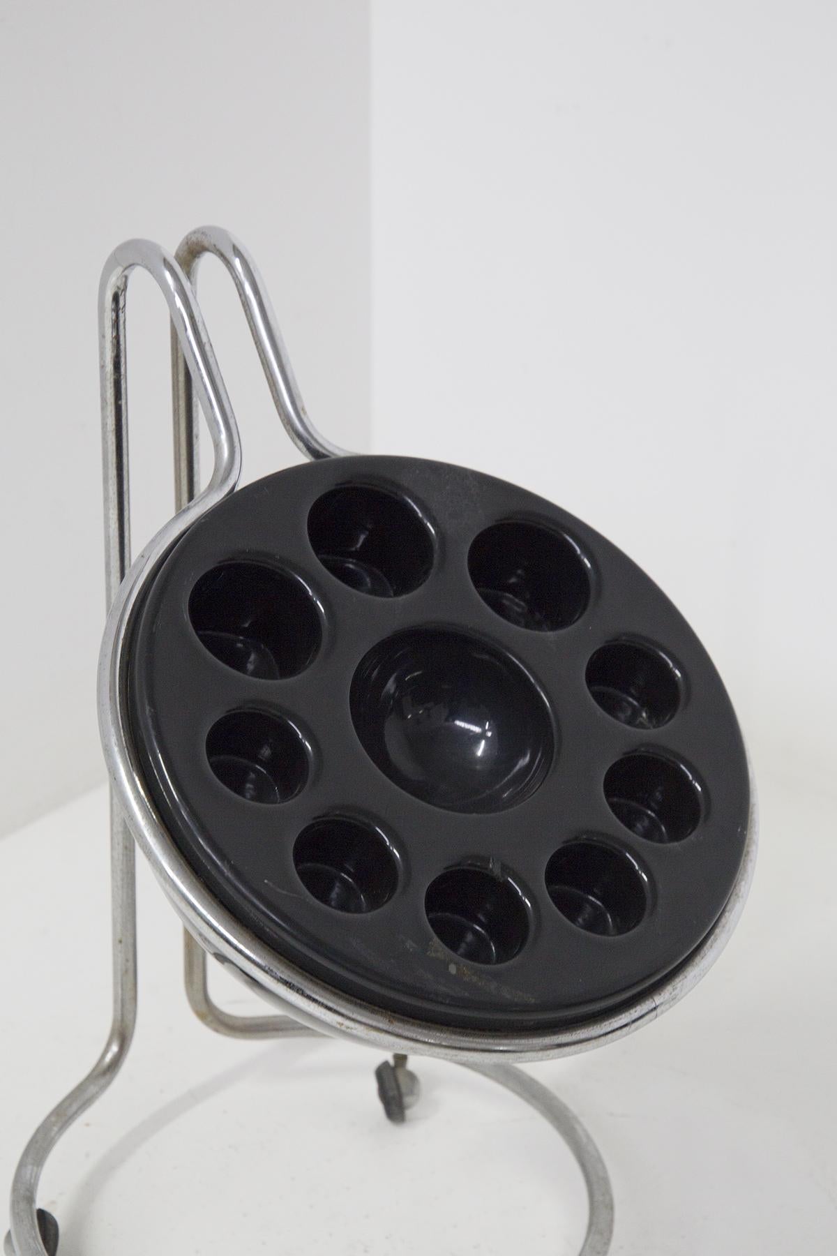 Mid-Century Modern Giotto Stoppino Bottle Holder in Iron and Plastic Material
