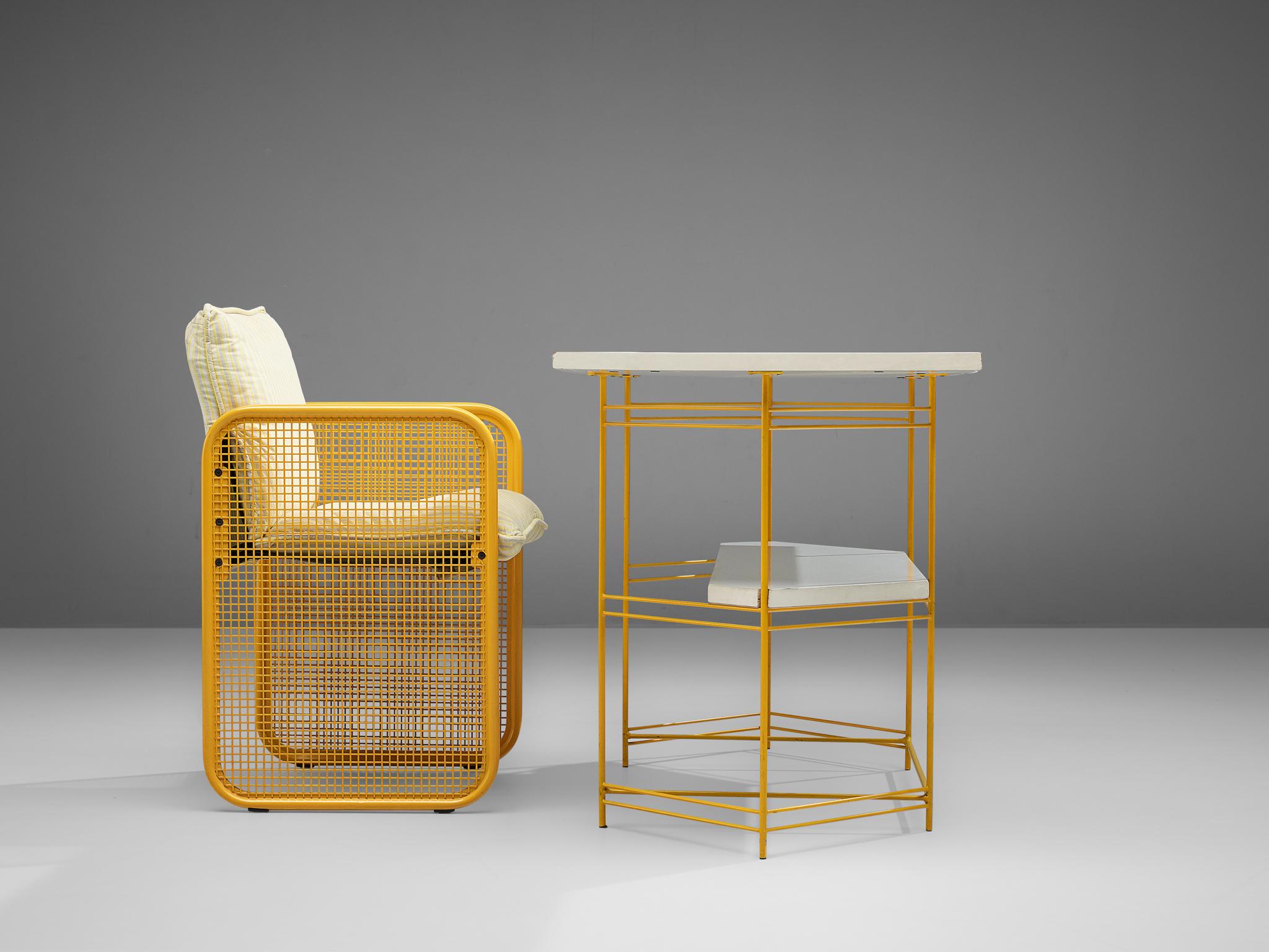 Métal Giotto Stoppino - Ensemble de bureau et de fauteuil en métal jaune