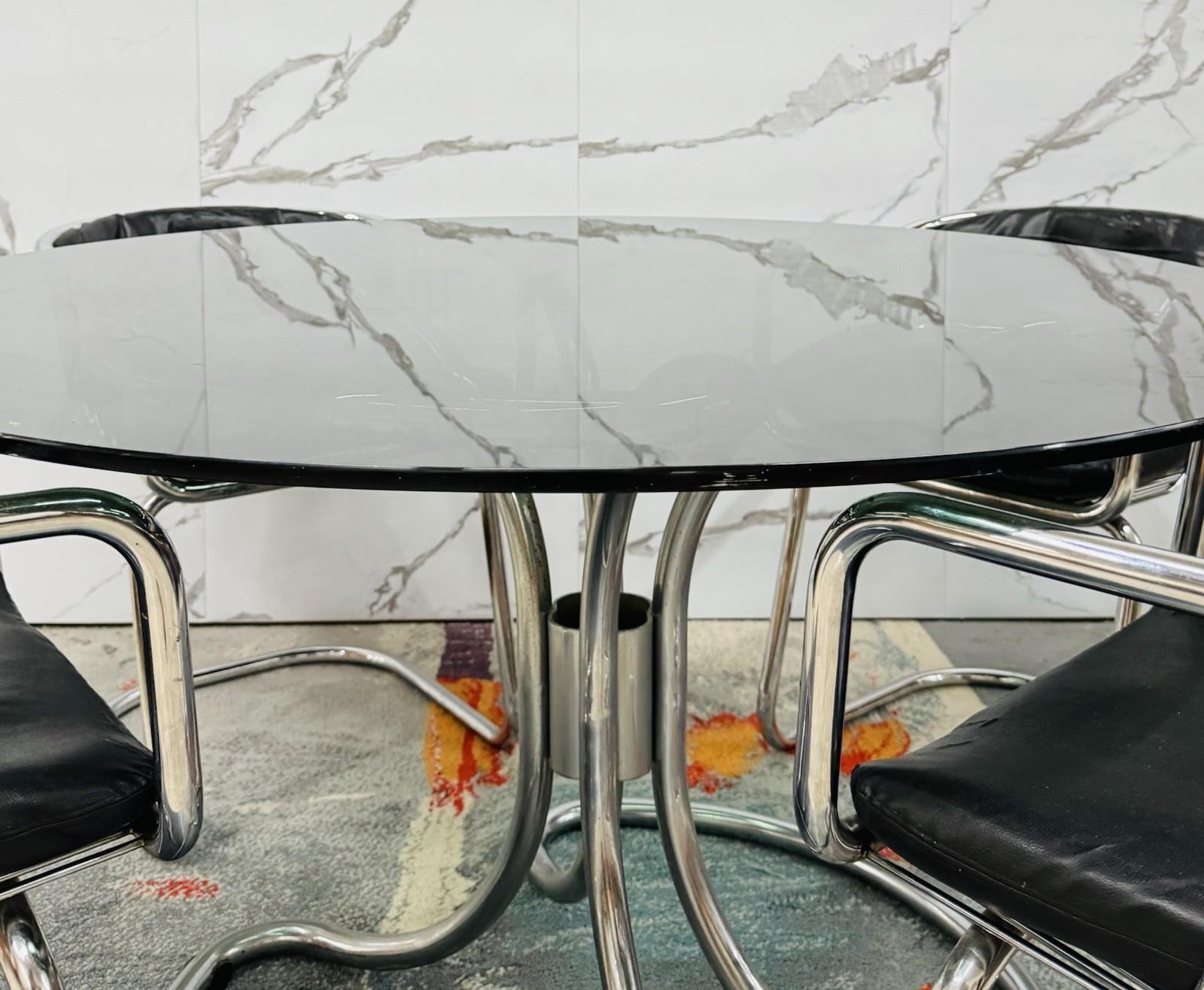 Steel Giotto Stoppino And Gastone Rinaldi Complete Dining Set Modern Design For Sale