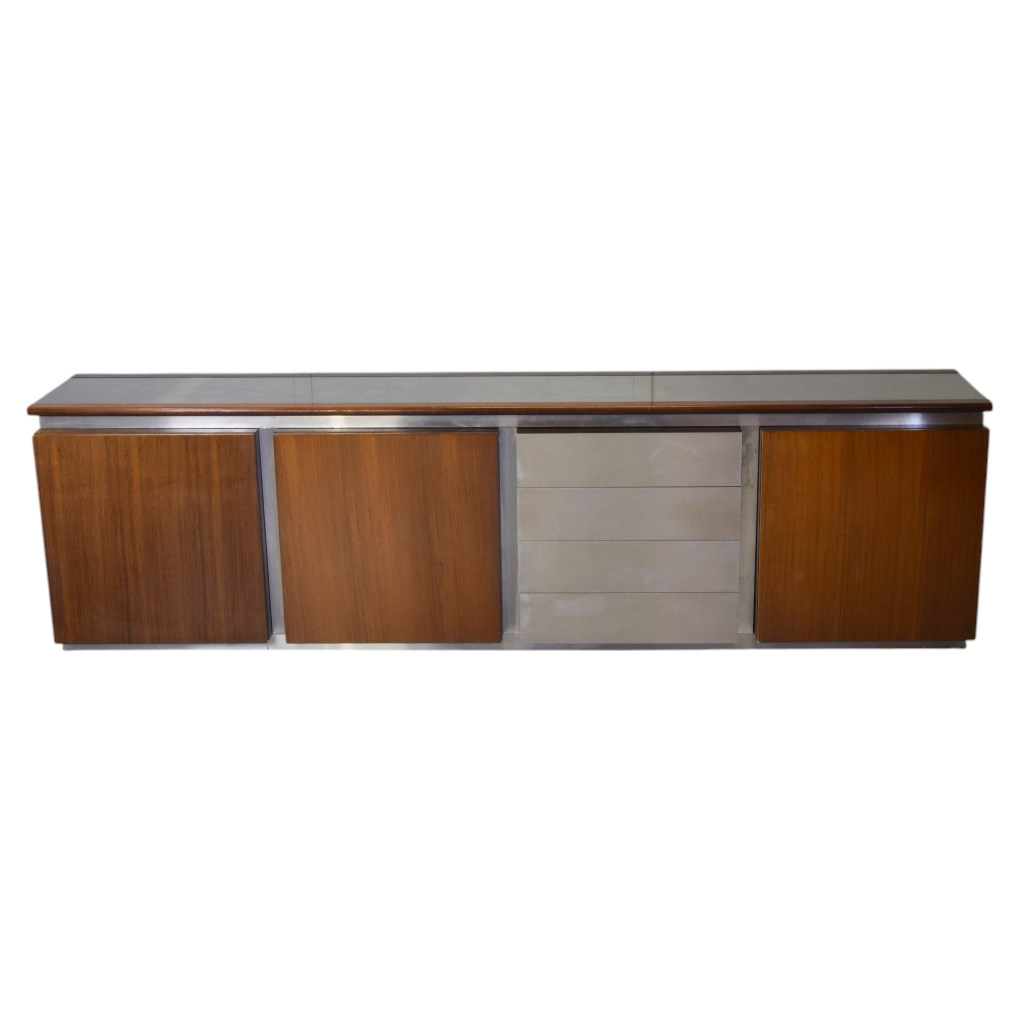 Giotto Stoppino for Acerbis – Parioli sideboard, satin-finished steel, 1977 For Sale