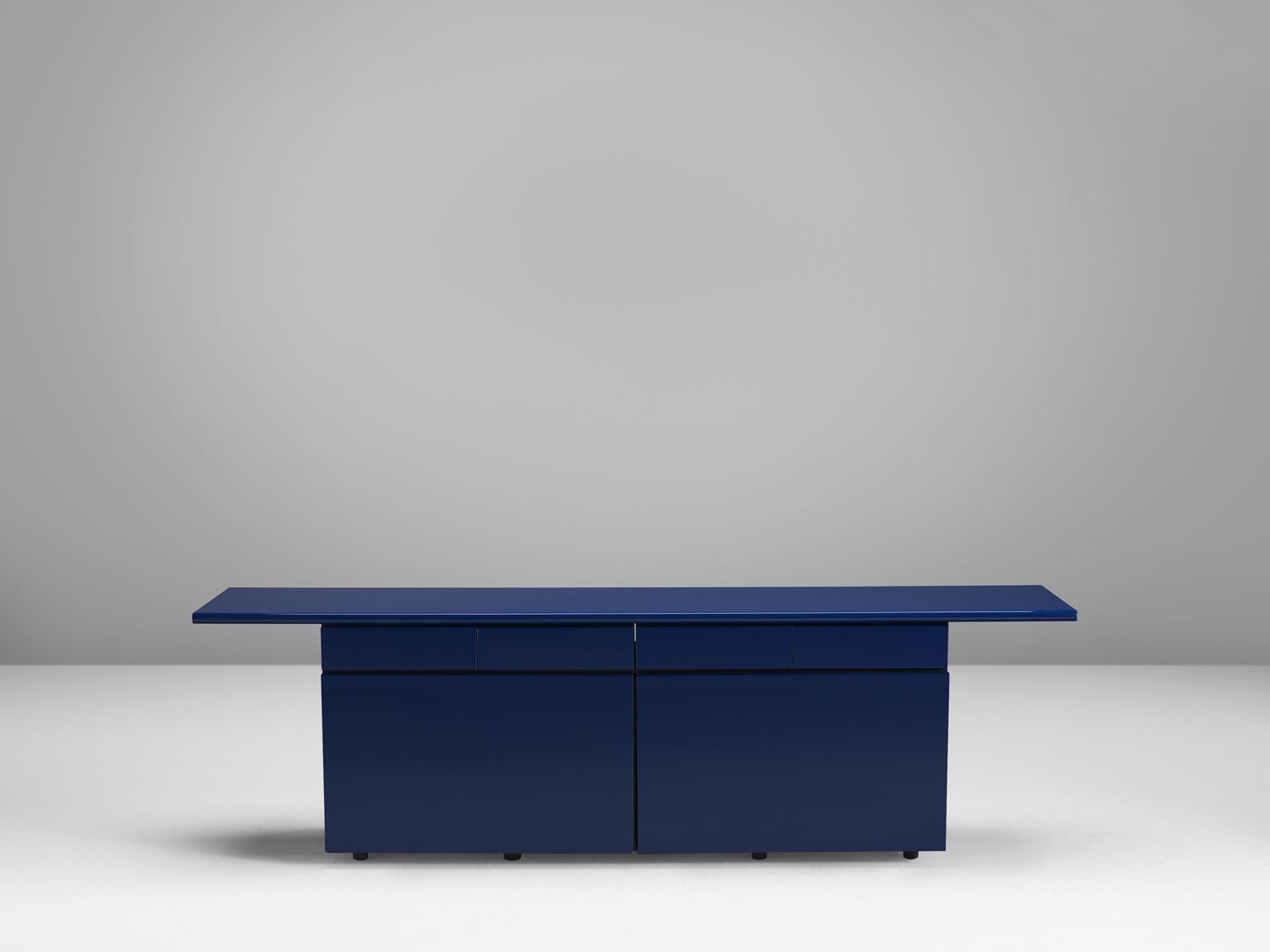 Veneer Giotto Stoppino for Acerbis 'Sheraton' Navy Blue Sideboard, 1979