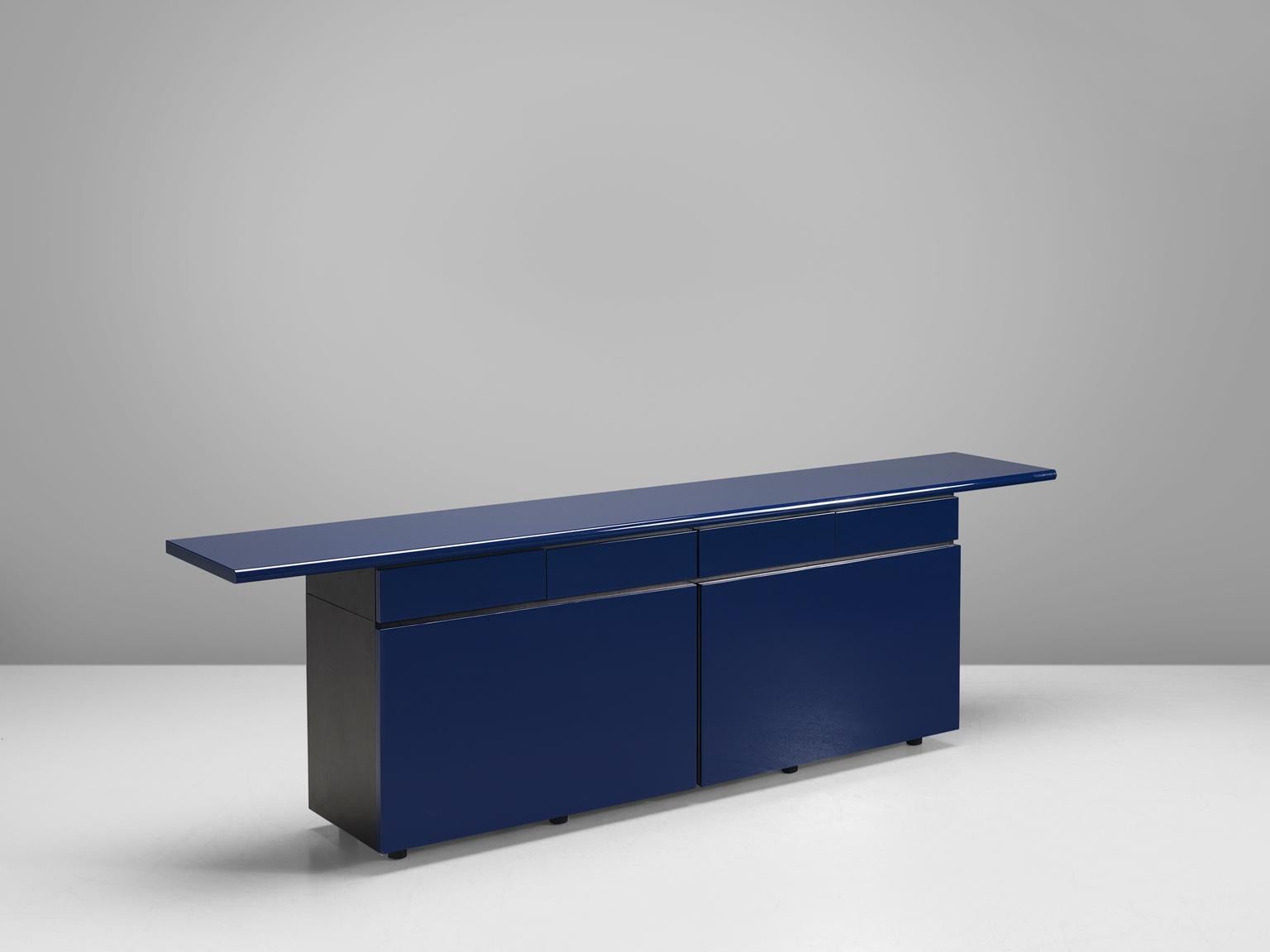Giotto Stoppino for Acerbis 'Sheraton' Navy Blue Sideboard, 1979 In Good Condition In Waalwijk, NL